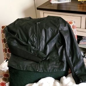 Faux leather crop jacket